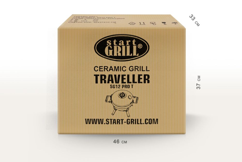 Портативный керамический гриль TRAVELLER 12 дюймов (черный) (30,5 см)