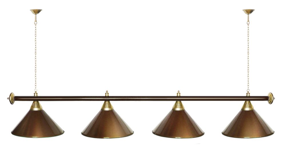 Лампа STARTBILLIARDS 4 пл. (плафоны зеленые,штанга хром,фурнитура золото)