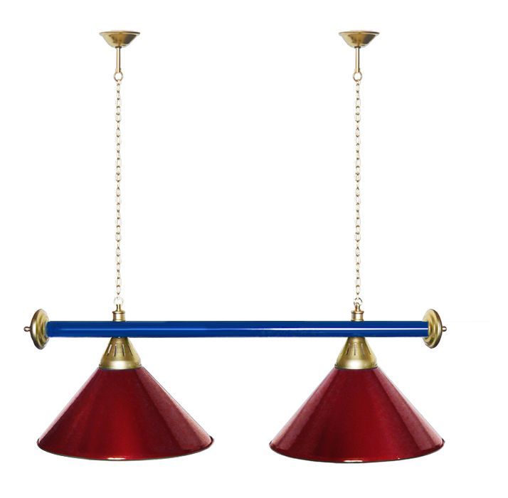 Лампа STARTBILLIARDS 2 пл. (плафоны красные,штанга золотая,фурнитура красная)