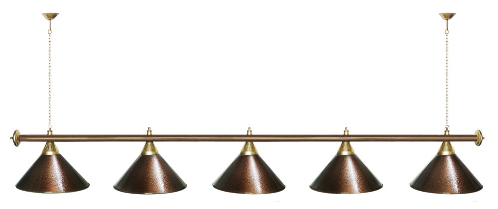 Лампа STARTBILLIARDS 5 пл. (плафоны зеленые,штанга золотая,фурнитура золото)