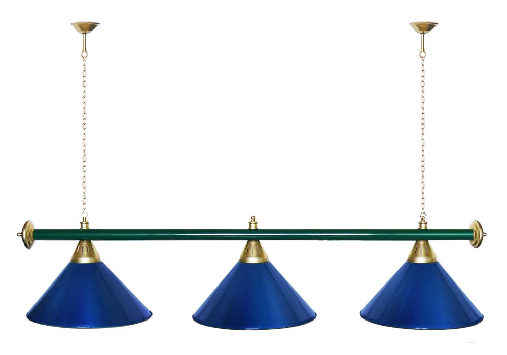 Лампа STARTBILLIARDS 3 пл. (плафоны зеленые,штанга зеленая,фурнитура хром)